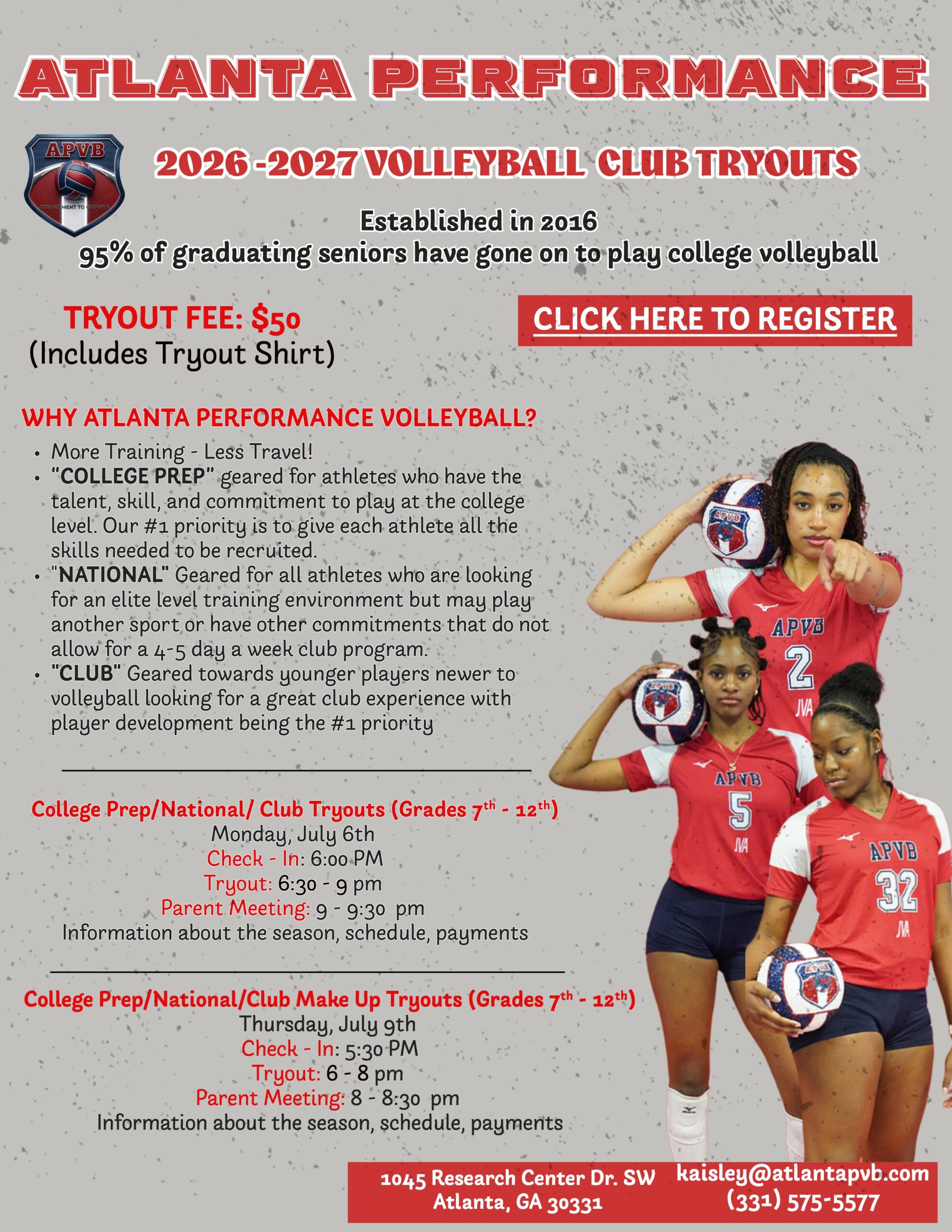2026 APVB Tryout Flyer